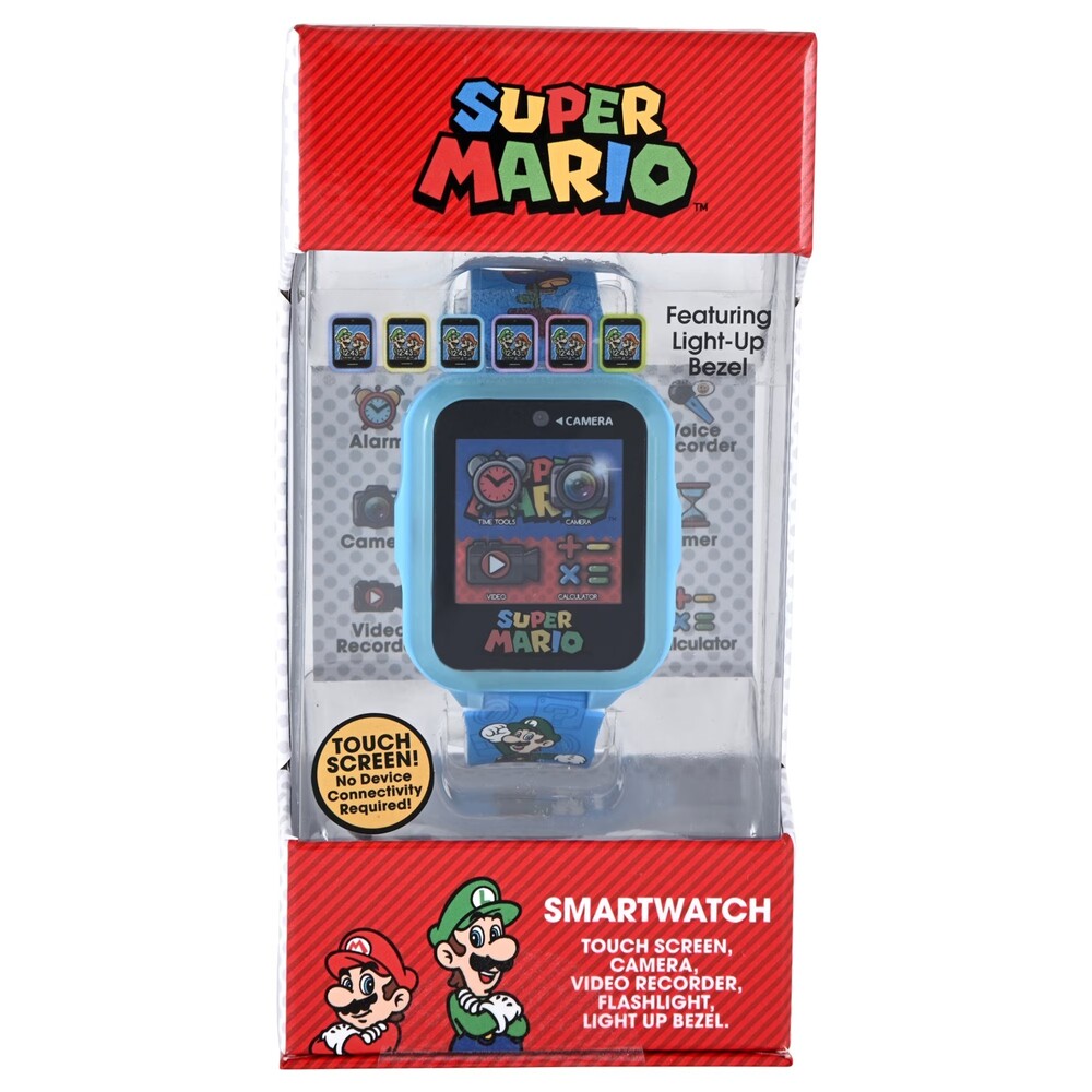 Nintendo Mario Brothers iTime Unisex Child Smart Watch 42mm Blue Silicone Strap